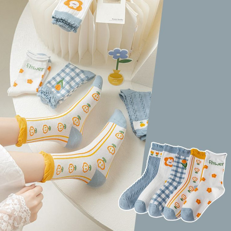 Keskiputken sukat lapsille, japanilainen sarjakuvasukatrendi, korealainen versio, neljä kauden ohutta naisten sukkia